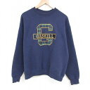 【中古】古着 リー Lee 長袖スウェット メンズ 90年代 90s ガスキル 刺繍 クルーネック 丸首 USA製 アメリカ製 紺 ネイビー XLサイズ 中古 ...