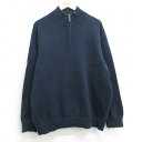 【中古】古着 エルエルビーン LLBEAN 長袖 ハーフジップ セーター メンズ 00年代 00s 無地 ラグラン コットン 濃紺 ネイビー Lサイズ 中古 ニ...