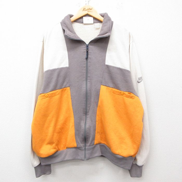 【中古】古着 ナイキ NIKE 長袖 ジャージ メンズ 90年代 90s ワンポイントロゴ 大きいサイズ 2L LL ビッグシルエット ゆったり ビッグサイズ オーバーサイズ グレー他 【spe】 XLサイズ 中古 アウター トラックジャケット | 春夏 春物 春服 秋冬 秋物 秋服 カジュ