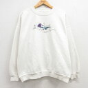 【中古】古着 長袖スウェット レディース 00年代 00s 花 刺繍 大きいサイズ 2L LL ビッグシルエット ゆったり ビッグサイズ オーバーサイズ クルー...