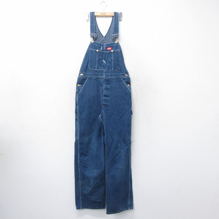 【中古】古着 ディッキーズ Dickies オーバーオール メンズ 90年代 90s 紺 ネイビー デニム 【spe】 W32 中古 ボトムス | 春夏 春物 春服 秋冬 秋物 秋服 長ズボン カジュアル メンズファッション ファッション おしゃれ