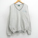【中古】古着 Dunbrook 長袖 セーター メンズ 90年代 90s SKYTEL 大きいサイズ 2L LL ビッグシルエット ゆったり ビッグサイズ オーバーサイズ コットン Vネック USA製 アメリカ製 グレー系他 XLサイズ 中古 ニット トップス | 春夏 春物 春服 秋冬 秋物 秋服 メ(4)