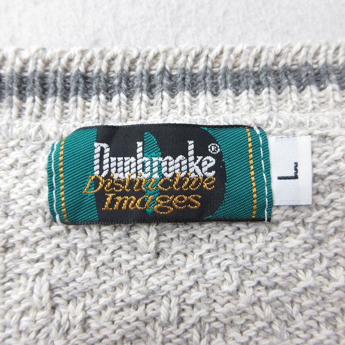 【中古】古着 Dunbrook 長袖 セーター メンズ 90年代 90s SKYTEL 大きいサイズ 2L LL ビッグシルエット ゆったり ビッグサイズ オーバーサイズ コットン Vネック USA製 アメリカ製 グレー系他 XLサイズ 中古 ニット トップス | 春夏 春物 春服 秋冬 秋物 秋服 メ