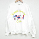 【中古】古着 長袖スウェット メンズ 90年代 90s ヨットクラブ クルーネック 丸首 USA製 アメリカ製 白 ホワイト Lサイズ 中古 スエット トレーナ...