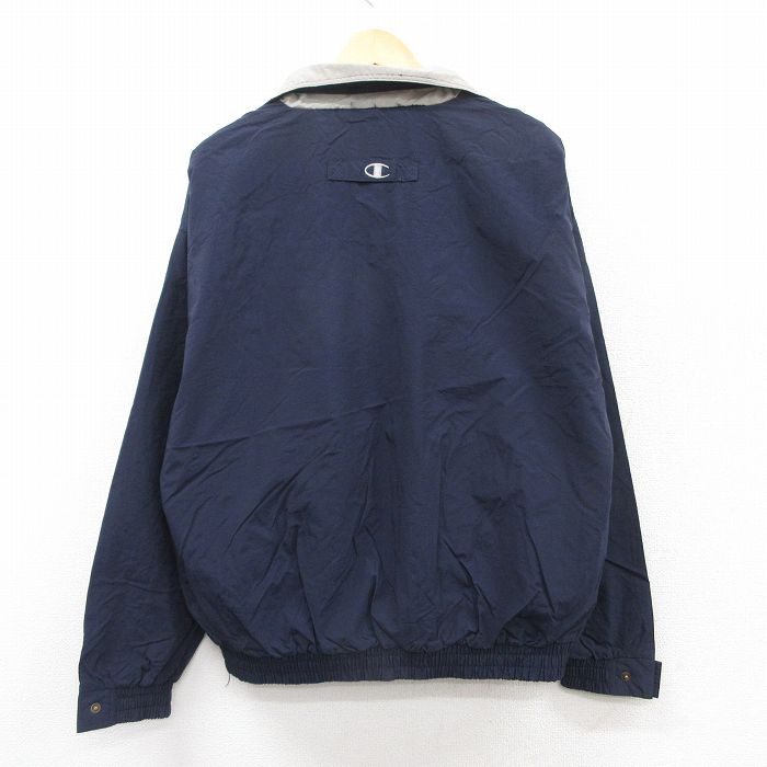 【中古】古着 チャンピオン Champion 長袖 ナイロンジャケット メンズ ワンポイントロゴ 紺 ネイビー Lサイズ 中古 アウター ウインドブレーカー | 春夏 春物 春服 秋冬 秋物 秋服 カジュアル メンズファッション ファッション おしゃれ カジュアルジャケット
