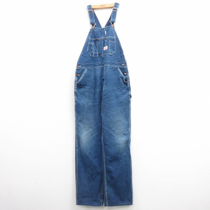 【中古】古着 ラウンドハウス オーバーオール メンズ 90年代 90s コットン USA製 アメリカ製 紺 ネイビー デニム W37 中古 ボトムス | 春夏 春物 春服 秋冬 秋物 秋服 長ズボン カジュアル メンズファッション ファッション おしゃれ