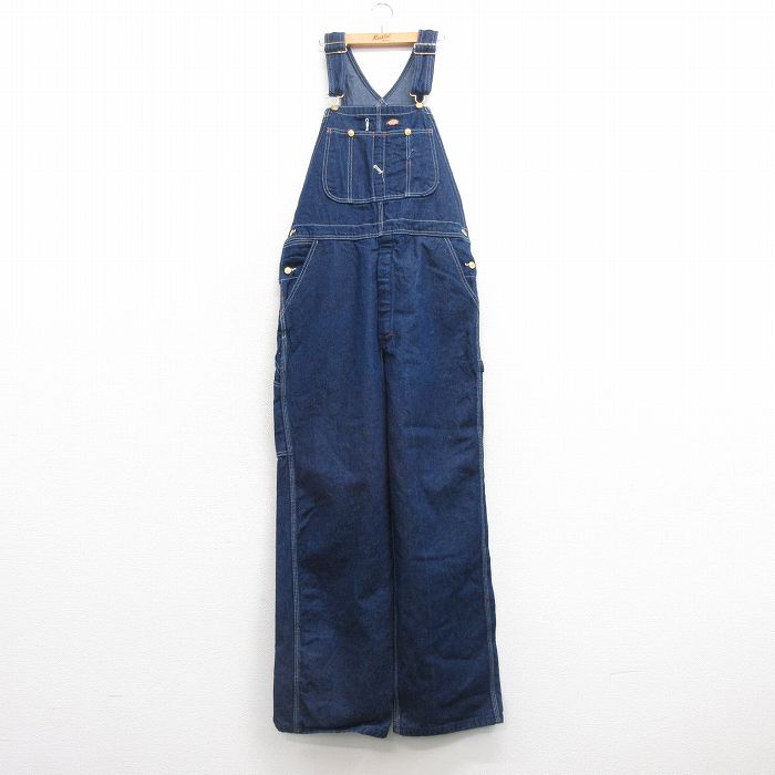 【中古】古着 ディッキーズ Dickies オーバーオール メンズ コットン 濃紺 ネイビー デニム W36 中古 ボトムス | 春夏 春物 春服 秋冬 秋物 秋服 長ズボン カジュアル メンズファッション ファッション おしゃれ