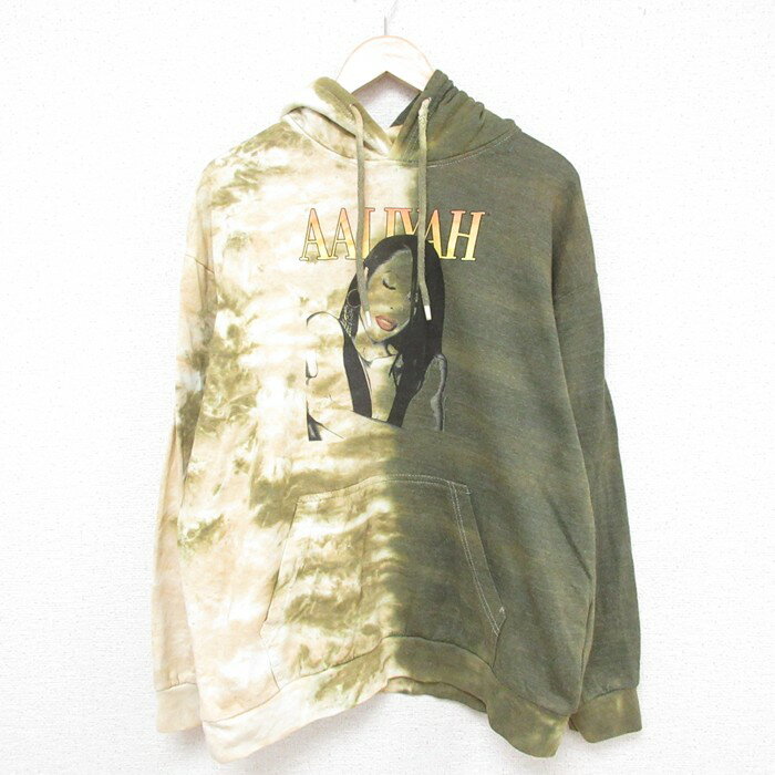 【中古】古着 長袖スウェットパーカー メンズ アリーヤ 緑他 グリーン ブリーチ加工 【spe】 Lサイズ 中古 スエット トレーナー トップス | 春夏 春物 春服 秋冬 秋物 秋服 メンズファッション カジュアル おしゃれ ファッション