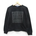 【中古】古着 ラルフローレン Ralph Lauren 長袖 ブランドスウェット レディース ビッグロゴ クルーネック 丸首 黒 ブラック 中古 スエット トレ...