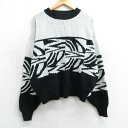 【中古】古着 長袖 セーター メンズ 90年代 90s 大きいサイズ 2L LL ビッグシルエット ゆったり ビッグサイズ オーバーサイズ アクリル クルーネック 丸首 白他 ホワイト XLサイズ 中古 ニット トップス | 春夏 春物 春服 秋冬 秋物 秋服 メンズファッション カジ 2OF
