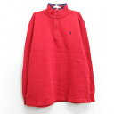 【中古】古着 ラルフローレン Ralph Lauren 長袖 ブランド ハーフジップ トップス キッズ ボーイズ 子供服 90年代 90s ワンポイントロゴ コットン 赤 レッド | 春夏 春物 春服 秋冬 秋物 秋服 女の子 子ども服 こども服 カジュアル ファッション おしゃれ かわい