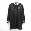 【中古】古着 ラルフローレン Ralph Lauren ラグビー 長袖 ラガーシャツワンピース レディース ワンポイントロゴ ロング丈 コットン 黒 ブラック ...