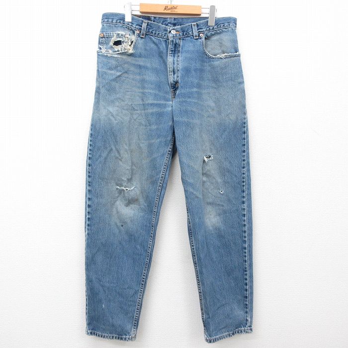 【中古】古着 リーバイス Levis 560 ジーンズ メンズ 90年代 90s ヒゲ ボロ コットン USA製 アメリカ製 紺 ネイビー デニム 【spe】 W35 中古 ボトムス ジーパン Gパン ロングパンツ | 春夏 春物 春服 秋冬 秋物 秋服 長ズボン カジュアル メンズファッション フ
