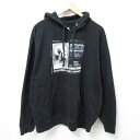 【中古】古着 長袖スウェットパーカー メンズ 00年代 00s スカル 大きいサイズ 2L LL ビッグシルエット ゆったり ビッグサイズ オーバーサイズ 黒 ...