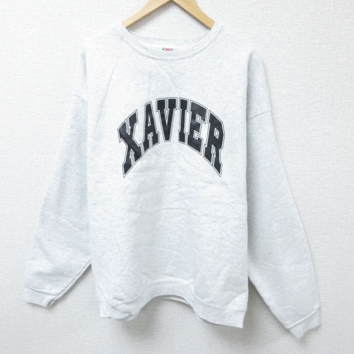 【中古】古着 フルーツオブザルーム 長袖スウェット メンズ 00年代 00s XAVIER クルーネック 丸首 薄グレー 霜降り XLサイズ 中古 スエット トレーナー トップス | 春夏 春物 春服 秋冬 秋物 秋服 メンズファッション カジュアル おしゃれ ファッション