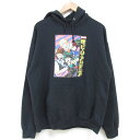 【中古】古着 長袖スウェットパーカー メンズ アニメ 僕のヒーローアカデミア 緑谷出久 グリーン 黒 ブラック Mサイズ 中古 スエット トレーナー トップス | 春夏 春物 春服 秋冬 秋物 秋服 メンズファッション カジュアル おしゃれ ファッション