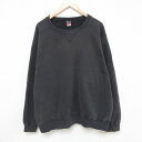 【中古】古着 長袖スウェット メンズ 90年代 90s 無地 大きいサイズ 2L LL ビッグシルエット ゆったり ビッグサイズ オーバーサイズ クルーネック ...