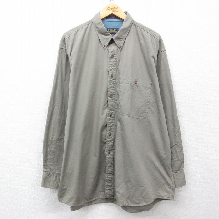 Rakuten - 【中古】古着 ラルフローレン 80s ブランドシャツ メンズ 長袖 ボタンダウン 緑 グリーン 2Lサイズ コットン ロング丈 アメカジ ストリート カジュアル きれいめ ヴィンテージ 5OF