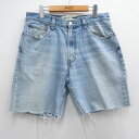 【中古】古着 リーバイス Levis 550 ショートパンツ ショーツ メンズ ヒゲ コットン 紺 ネイビー デニム W33 中古 ボトムス 短パン ショーパン ハーフ | 春夏 春物 春服 夏物 夏服 半ズボン カジュアル メンズファッション ファッション おしゃれ