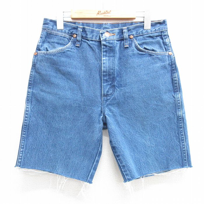 乐天商城 - 【中古】古着 ラングラー Wrangler ショートパンツ ショーツ メンズ コットン 薄紺 ネイビー デニム W31 中古 ボトムス 短パン ショーパン ハーフ | 春夏 春物 春服 夏物 夏服 半ズボン カジュアル メンズファッション ファッション おしゃれ