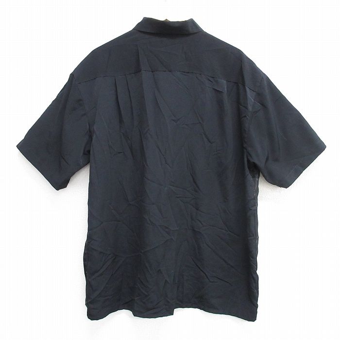 【中古】古着 半袖シャツ メンズ ロング丈 黒 ブラック ストライプ XLサイズ 中古 トップス | 春夏 春物 春服 夏物 夏服 カジュアルシャツ メンズファッション 半袖シャツ おしゃれ カジュアル