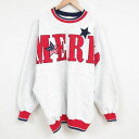 【中古】古着 長袖スウェット メンズ 90年代 90s アメリカ 刺繍 大きいサイズ 2L LL ビッグシルエット ゆったり ビッグサイズ オーバーサイズ ラグラン クルーネック 丸首 USA製 アメリカ製 薄グレー 霜降り 【spe】 XLサイズ 中古 スエット トレーナー トップス(4)