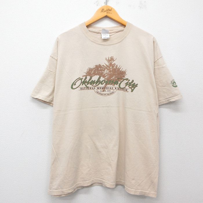 乐天商城 - 【中古】古着 半袖 ビンテージ ヴィンテージTシャツ メンズ 00年代 00s オクラホマ 大きいサイズ 2L LL ビッグシルエット ゆったり ビッグサイズ オーバーサイズ コットン クルーネック 丸首 ベージュ カーキ XLサイズ 中古 | 春夏 夏物 夏服 ヴィンテージTシャツ