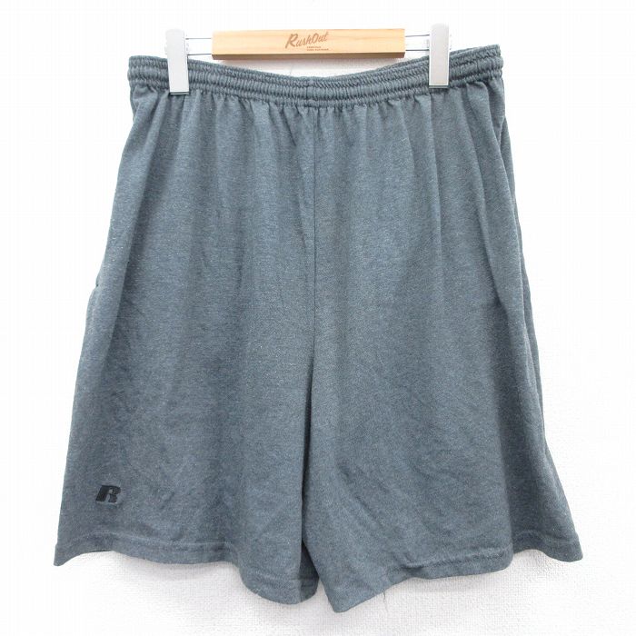 Cotton Pants - 【中古】古着 ラッセル ショートパンツ メンズ W33 グレー ワンポイントロゴ ショーツ 半ズボン 大きいサイズ カジュアル ストリート アメカジ きれいめ ヴィンテージ レトロ