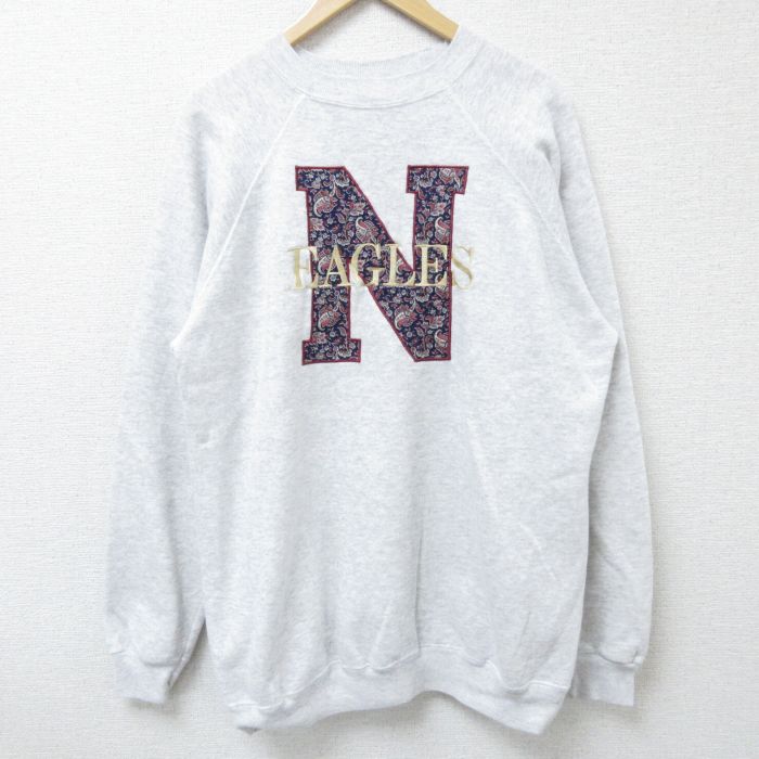 樂天商城 - 【中古】古着 ヘインズ Hanes 長袖スウェット メンズ 90年代 90s イーグルス 刺繍 クルーネック 丸首 USA製 アメリカ製 薄グレー 霜降り XLサイズ 中古 スエット トレーナー トップス | 春夏 春物 春服 秋冬 秋物 秋服 メンズファッション カジュアル おしゃれ フ