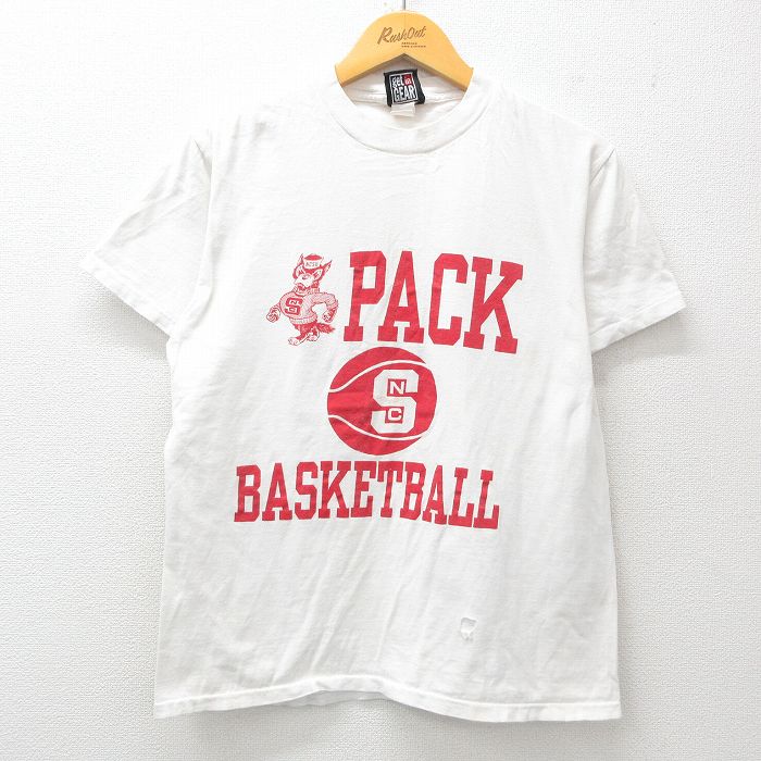 乐天商城 - 【中古】古着 90s ヴィンテージTシャツ メンズ 90年代 バスケットボール 白 Lサイズ 半袖 クルーネック アメカジ ストリート カジュアル きれいめ レトロ オールド