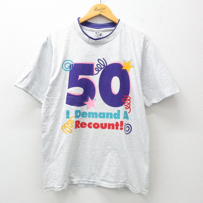 乐天商城 - 【中古】古着 半袖 ビンテージ ヴィンテージTシャツ メンズ 90年代 90s 50年代 50s コットン クルーネック 丸首 USA製 アメリカ製 薄グレー他 霜降り Lサイズ 中古 | 春夏 夏物 夏服 ヴィンテージTシャツ メンズファッション カットソー ティーシャツ ティシャツ