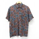 【中古】古着 半袖シャツ メンズ 総柄 レーヨン 茶他 ブラウン Mサイズ 中古 トップス | 春夏 春物 春服 夏物 夏服 カジュアルシャツ メンズファッション 半袖シャツ おしゃれ カジュアル(4)