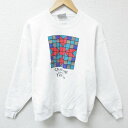 【中古】古着 リー Lee 長袖スウェット メンズ 90年代 90s 図形 クルーネック 丸首 USA製 アメリカ製 白 ホワイト Mサイズ 中古 スエット ト...