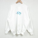 【中古】古着 ヘインズ Hanes 長袖スウェット メンズ 00年代 00s ニューヨーク 刺繍 クルーネック 丸首 白 ホワイト Lサイズ 中古 スエット ト...