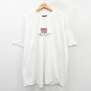 【中古】古着 半袖 ビンテージ ヴィンテージTシャツ メンズ 00年代 00s 星条旗 刺繍 大きいサイズ 2L LL ビッグシルエット ゆったり ビッグサイズ オーバーサイズ ロング丈 コットン クルーネック 丸首 白 ホワイト XLサイズ 中古 | 春夏 夏物 夏服 ヴィンテージT(4)