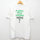 【中古】古着 ヘインズ Hanes 半袖 ビンテージ ヴィンテージTシャツ メンズ 90年代 90s 自転車 FOOLS CHALLENGE コットン クルーネック 丸首 USA製 アメリカ製 白 ホワイト Lサイズ 中古 | 春夏 夏物 夏服 ヴィンテージTシャツ メンズファッション カットソー テ