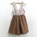 【中古】古着 ガールスカウト サロペット キッズ ガールズ 子供服 80年代 80s 花柄 コットン USA製 アメリカ製 茶他 ブラウン | 春夏 春物 春服 秋冬 秋物 秋服 女の子 子ども服 こども服 カジュアル ファッション おしゃれ かわいい