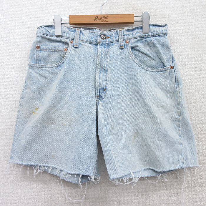 【中古】古着 リーバイス 90s ショートパンツ メンズ 90年代 テーパード デニム 薄紺 ネイビー Levis 560 W33 コットン USA製 アメカジ ストリート カジュアル【spe】