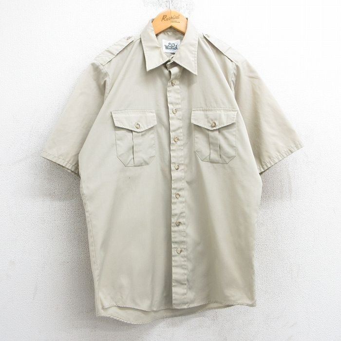 樂天商城 - 【中古】古着 ウールリッチ WOOLRICH 半袖 ワークシャツ メンズ 80年代 80s 薄ベージュ カーキ Lサイズ 中古 トップス | 春夏 春物 春服 夏物 夏服 カジュアルシャツ メンズファッション 半袖シャツ おしゃれ カジュアル