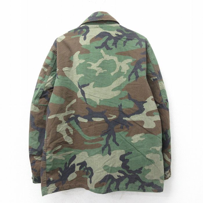 【中古】古着 長袖 ミリタリージャケット メンズ 80年代 80s コンバット ウッドランドカモ 大きいサイズ 2L LL ビッグシルエット ゆったり ビッグサイズ オーバーサイズ USA製 アメリカ製 緑 グリーン 迷彩 XLサイズ 中古 アウター フライト
