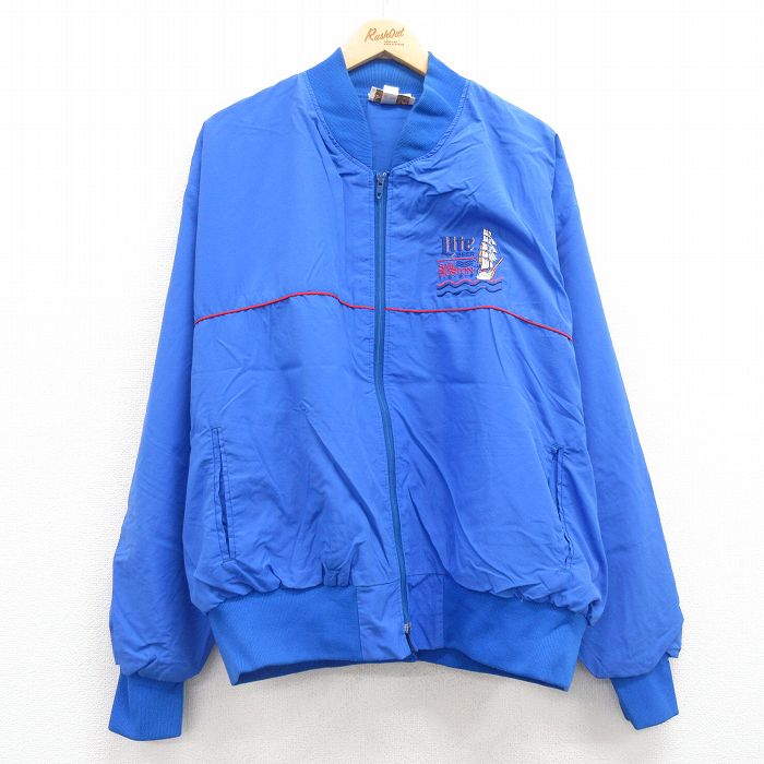 【中古】古着 長袖ジャケット メンズ 90年代 90s ライトビール 大きいサイズ 2L LL ビッグシルエット ゆったり ビッグサイズ オーバーサイズ USA製 アメリカ製 タロン 青 ブルー XLサイズ 中古 アウター ジャンパー ブルゾン | 春夏 春物 春服 秋冬 秋物 秋服 カ 2OF