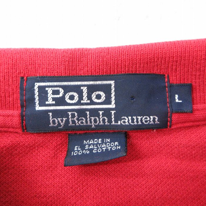 【中古】古着 ラルフローレン 90年代 90s 長袖ポロシャツ メンズ 赤 Ralph Lauren ...