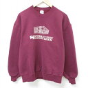 【中古】古着 ジャージーズ 長袖スウェット メンズ 90年代 90s セキュリティ 刺繍 クルーネック 丸首 USA製 アメリカ製 エンジ Lサイズ 中古 スエ...