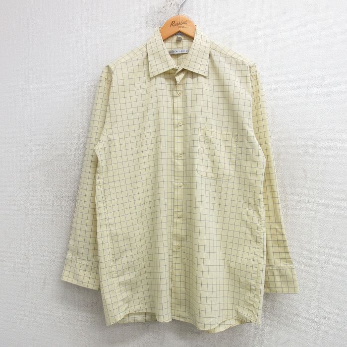 20273　グランドスラム　メンズ　Ｖネック長袖トップス　黄色チェック　Ｌ 20273 グランドスラム メンズ Vネック長袖トップス 黄色チェック L