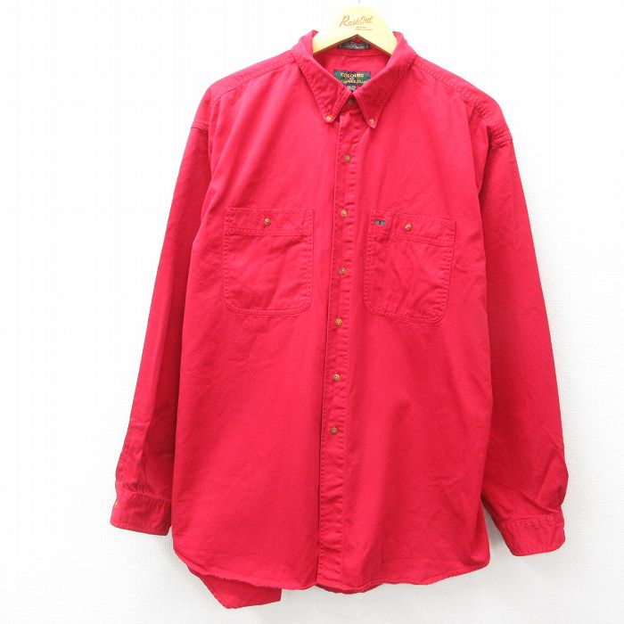 乐天商城 - 【中古】古着 長袖シャツ メンズ 赤 レッド XLサイズ 中古 トップス | 春夏 春物 春服 秋冬 秋物 秋服 カジュアルシャツ メンズファッション 長袖シャツ おしゃれ カジュアル