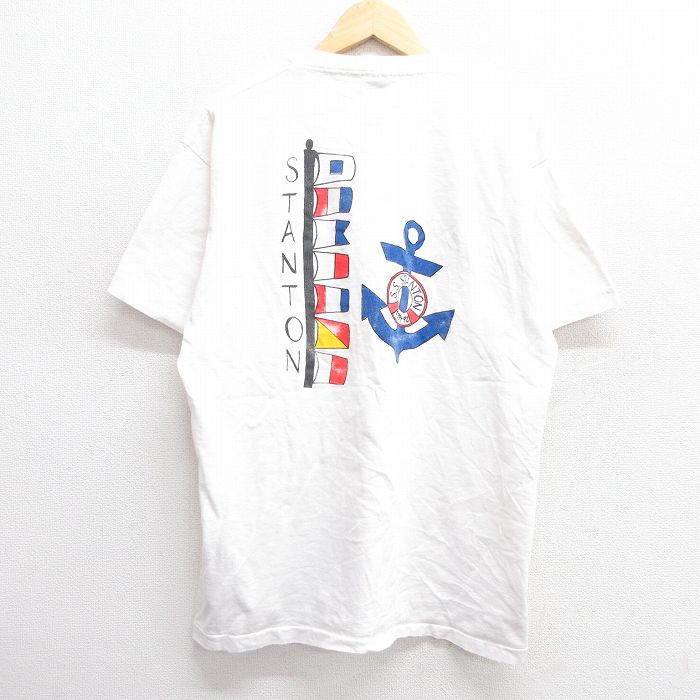 【中古】古着 フルーツオブザルーム 半袖 ビンテージ ヴィンテージTシャツ メンズ 90年代 90s STANTON イカリ コットン クルーネック 丸首 USA製 アメリカ製 白 ホワイト XLサイズ 中古 | 春夏 夏物 夏服 ヴィンテージTシャツ メンズファッション カットソー ティのサムネイル