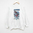 【中古】古着 長袖スウェット メンズ 00年代 00s 鳥 クルーネック 丸首 薄グレー 霜降り Lサイズ 中古 スエット トレーナー トップス | 春夏 春物 春服 秋冬 秋物 秋服 メンズファッション カジュアル おしゃれ ファッション 2OF