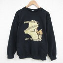 【中古】古着 長袖スウェット メンズ 00年代 00s ラクダ クルーネック 丸首 黒 ブラック XLサイズ 中古 スエット トレーナー トップス | 春夏 春...