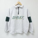 【中古】古着 オークリー 長袖 ハーフジップスウェット メンズ 00年代 00s ビッグロゴ 襟付き 薄グレー 霜降り Lサイズ 中古 スエット トレーナー トップス | 春夏 春物 春服 秋冬 秋物 秋服 メンズファッション カジュアル おしゃれ ファッション 2OF