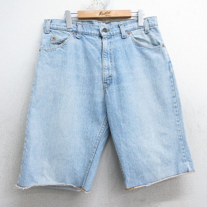 【中古】古着 リーバイス Levis 550 ショートパンツ メンズ 90年代 90s コットン USA製 アメリカ製 薄紺 ネイビー デニム 【spe】 W34 中古 ボトムス 短パン ショーパン ハーフ | 春夏 春物 春服 夏物 夏服 半ズボン カジュアル メンズファッション ファッション